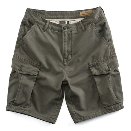 Japanese Retro Tooling Shorts Summer Men's Washed Cotton Elastic Micro Elastic Comfortable Sports Tooling Shorts Shorts
