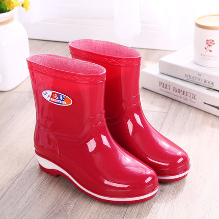 Rain Boots women's non-slip short water shoes fashion warm water boots adult low rubber shoes fleece-lined rain boots one-piece delivery
