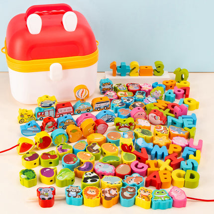 Children's wooden variety of cartoon patterns early education educational toys cute fun beaded baby knowledge classification things cognition