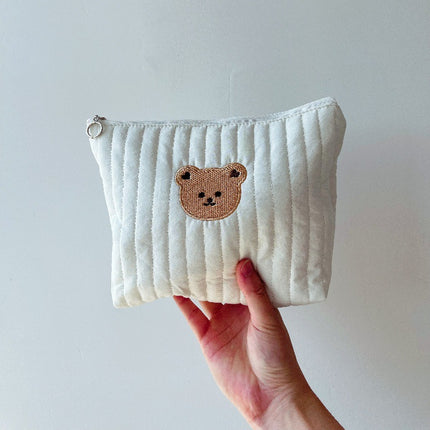 Ins Korean-style Handbag Quilted Embroidered Cosmetic Bag Multi-functional Diaper Bear Storage Bag Mummy Bag