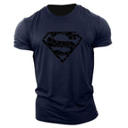 Old blue printed with black characters / 3XL