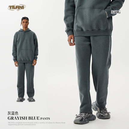 Tilani Men's Clothing 2026 Spring and Autumn Solid Color Basic Sports Suit American Style Trendy Brand Fleece-Lined Thickened Sweatshirt and Sweatpants