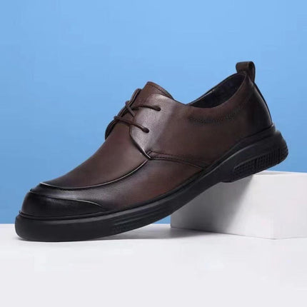 Spring Genuine Leather Men's Shoes 2024 New Non-Slip Thick Sole Set Feet Soft Face Business Casual Leather Shoes Men's Work Shoes