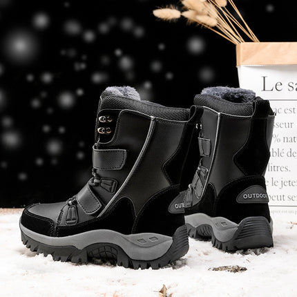 Winter Outdoor Snow Boots for Women Mid-Calf Plus Velvet Warm Mountaineering Travel Shoes Ski Shoes Snow Boots Trendy Shoes