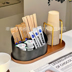 [walnut color cup holder storage model] large gold