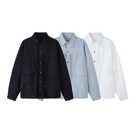 Japanese Retro Shirt Jacket Sunshine Clean Men's Outfit Shirt Oversized Loose Large Size Top