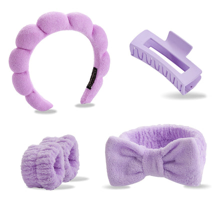 Cross-border Amazon Face Wash Hair Band Five suit Sponge Twist High Cranial Top Head Band Wrist Band Hair Band