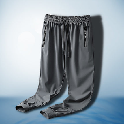 Summer Men's Plus Size Ice Silk Sports Pants Loose Quick-Drying Thin Air Conditioning Sports Trousers