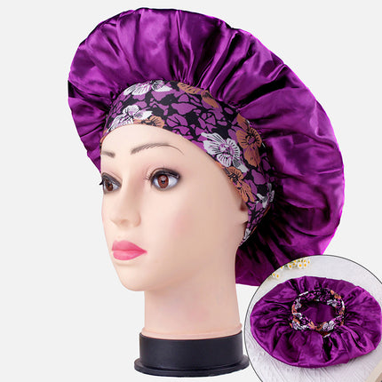 Amazon's New Satin Sleep Cap, Fabric Satin Beauty Cap, Chemotherapy Hair Care Printed Knitted Shower Cap, Simple Hat for Women