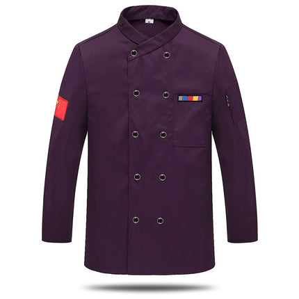 Chef Work Clothes Short-Sleeved Wholesale Men's Kitchen Hotel Catering Foreign Trade Restaurant Printable Embroidered Chef Uniform Long-Sleeved Suit