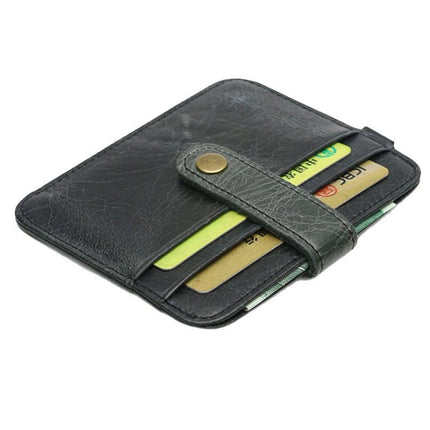 Vintage Oil Wax Leather Buckle Genuine Leather Card Holder Men's Multifunctional Cowhide Women's Coin Purse with Key Ring Driver's License Holder