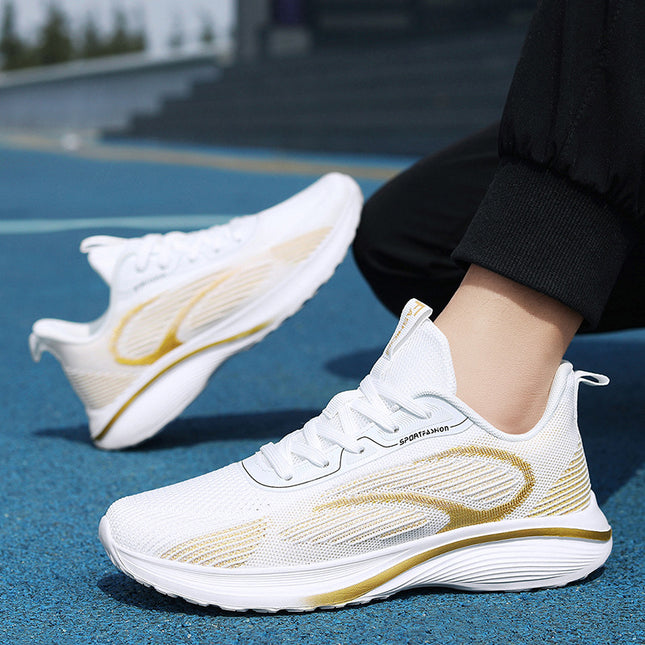 2025 new flying woven shoes breathing foot chip magnetic shock massage sports men's functional breathable fitness running shoes women