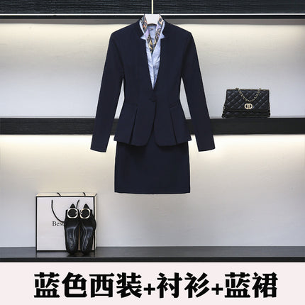 High-end professional dress winter long sleeve civil servant interview formal dress women beauty salon jewelry overalls professional temperament