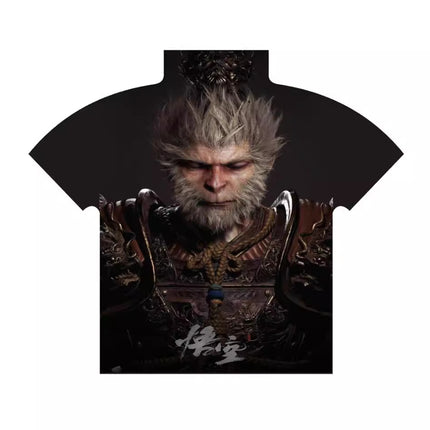 Popular Black Myth Wukong Printed Pleated Top Fantasy Heaven and Land National Trend Miyake 3D Printed Short Sleeve T-Shirt Wholesale