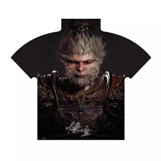 Popular Black Myth Wukong Printed Pleated Top Fantasy Heaven and Land National Trend Miyake 3D Printed Short Sleeve T-Shirt Wholesale