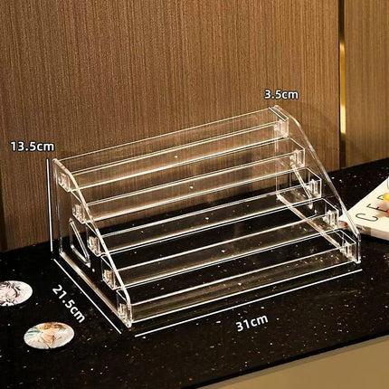 Storage Box with Transparent Desktop Ladder Shelf Stand, Badge Holder, Acrylic Storage Box
