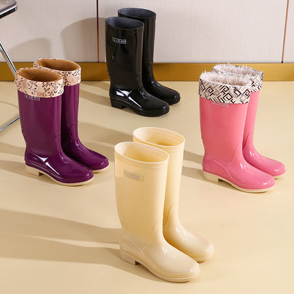 extra-high rain boots adult non-slip rain boots long tube warm over-the-knee waterproof fashion high tube water shoes wear-resistant rubber shoes 2024