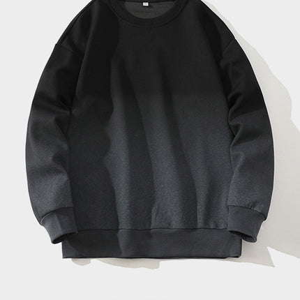 Japanese Style White Bottom Tile Spring and Autumn New Men's Sweat All-match Solid Color Gradient Crewneck Heavy Trendy Brand Sweat