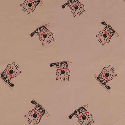 in stock Cotton Sanding Printed Fabric Proud Cat Floral Cloth Cartoon Children's Wear Shirt Fabric