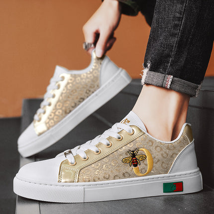 2026 Spring Men's Fashion Embroidered Trendy Sneakers Versatile Comfortable Classic Student Low-Top Round-Toe Casual Shoes