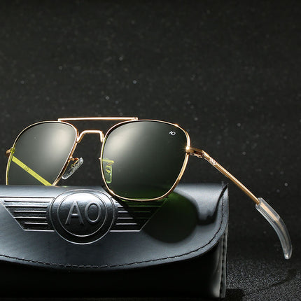 Foreign Trade Metal Sunglasses Large Frame Square Double Bridge Pilot European and American Sunglasses Men and Women Trendyy Sunglasses New