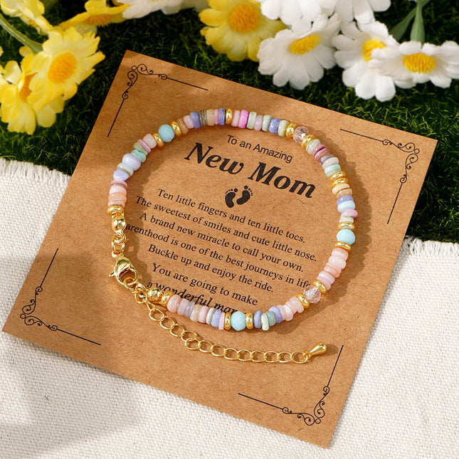 Cross-border Explosions Macron Color Bracelet Fashion High Sense Dopamine Bracelet Light Porcelain Blue Flat Bead Crystal Bracelet