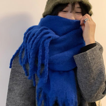 Solid Color Thickened and Extended Scarf for Women, 2026 Autumn and Winter New Korean Style, Versatile Winter Shawl for Students, Pink