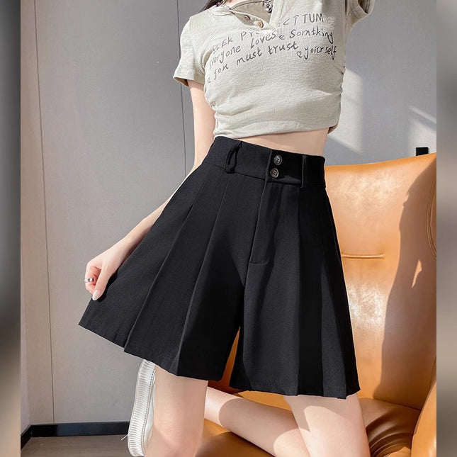 Autumn 2024 Korean style pants plus size casual suit wide-leg shorts women's chubby girl pear-shaped figure casual shorts
