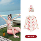 Apricot cherry swimsuit + swimming cap 6116 / 130