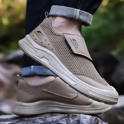 Mesh Shoes Men's 2025 New Summer Breathable Hollow Leather Shoes Soft Sole Slip-on Non-slip Baotou Outdoor Casual Shoes