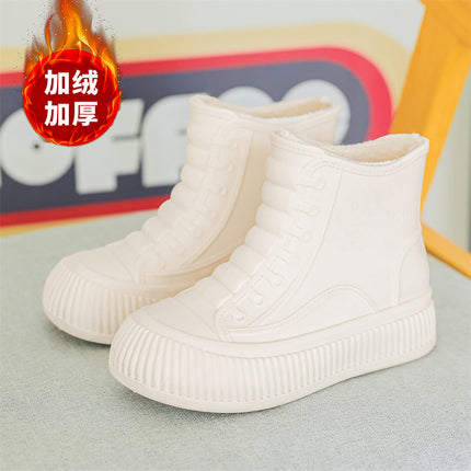Cross-Border Rain Boots, Winter Velvet Warm Water Shoes, Women's Fashionable Short Rain Boots, Car Wash Kitchen Non-Slip Waterproof Rubber Shoes