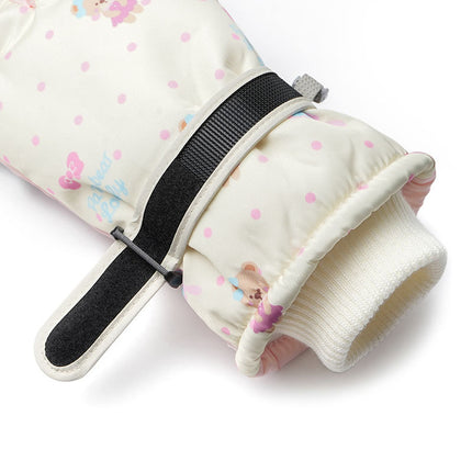 Ski Gloves Winter Women's Outdoor Cycling Windproof Warm fleece-lined Thickened Non-slip Finger Cold-proof Cute Splash-proof
