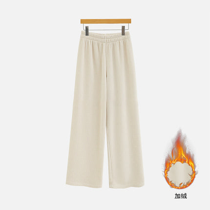 Chenille Thickened Floor Trousers Autumn and Winter High Waist Draped Corduroy Wide Leg Pants 100.00kg Knitted Pants Loose