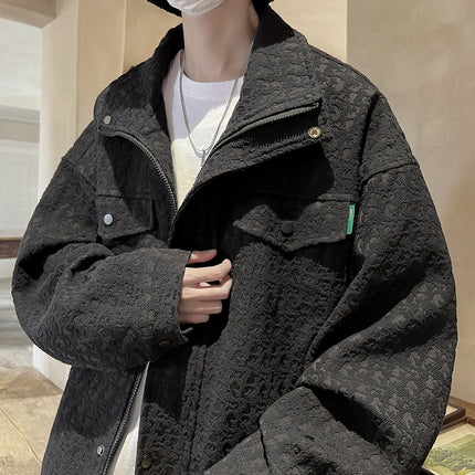 XZ226-2-JK8740 Chanel style American style Denim jacket men's loose big soap style all-matching workwear jacket