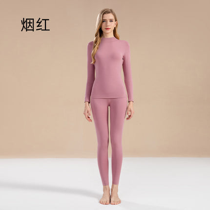 Autumn and Winter Pure Cotton Thermal Underwear Set for Women, Solid Color Base Layer, All-Cotton Sweater, Thin Thermal Underwear for Students and Young Girls