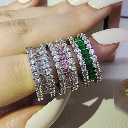 Luxury multi-row 3A zircon micro-inlaid full diamond ring eternal ring jewelry phantom r4575