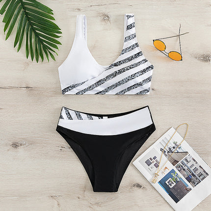 2026 New Hot-Selling European and American Amazon Sexy Rhinestone Printed Two-Piece Bikini Swimsuit