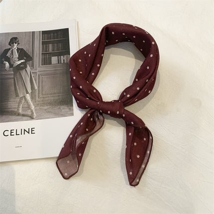 Autumn Maillard Wine Red Artistic Retro Small Square Decorative Scarf Cotton Linen Breathable Waist Flower Hair Belt