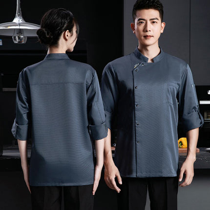 High-End Chef Work Clothes Short-Sleeved Summer Breathable Chinese and Western Restaurant Hotel Kitchen Restaurant Thin Work Clothes Canteen