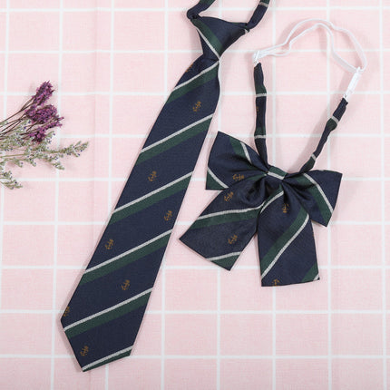 Japanese and Korean striped jk/dk college style men's and women's red cyanotic gray blue shirt accessories tie-free collar set