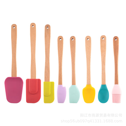 Silicone Large Scraper Special Wooden Handle Baking Silicone Kitchen Tool Cake Homemade Handmade Dessert