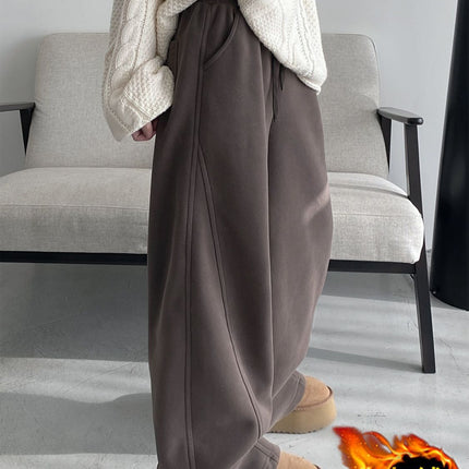 [baby velvet] autumn and winter new fleece-lined thickened banana pants women's embroidered machete pants pants fashion casual pants pants
