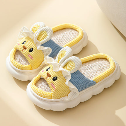 Cute lace rabbit parent-child male and female baby adult indoor and outdoor home wooden floor thickened linen Four Seasons slippers