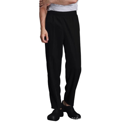 Chef Pants Black Straight-Leg Loose Breathable Work Pants for Kitchen Staff Men and Women Elastic Waist