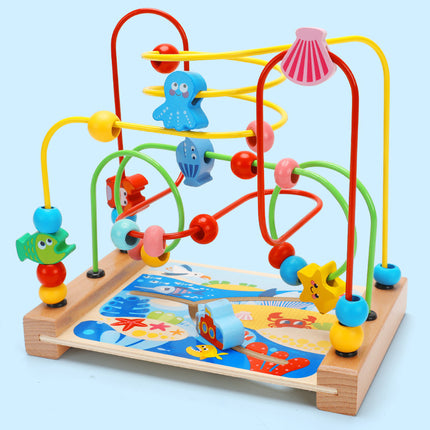 Children's Animal Bead Drag Car Multi-functional Drag Walking Car for Boys and Girls Baby 0-3 Years Old Wooden Toys