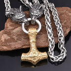 Silver wolf head+gold-60cm