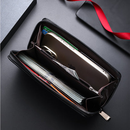 Cross-border wallet new men's high-end mobile phone bag zipper palm print multi-card coin purse men's card bag business