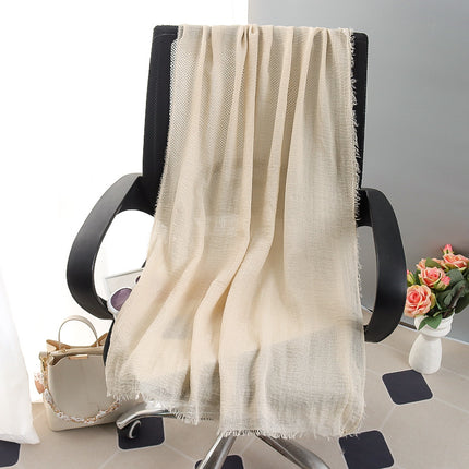 New Spring and Summer Fashion Cotton and Linen Solid Color Headscarf Beach Towel Sun Protection Large Size Silk Scarf Shawl for Women