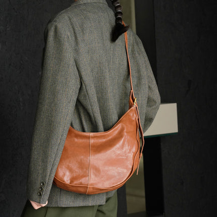 Cross-Border Hot-Selling Women's Bags, Vegetable-Tanned Leather Armpit Bags, Casual Fashion Bags, High-End Commuter Shoulder Bags, Dumpling Bags