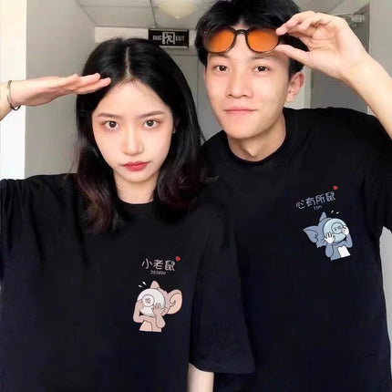 Same Color Couple Dress 2024 New Summer Niche High-end Sense Internet Celebrous Trend Pure Cotton Short-sleeved T-shirt suit Women